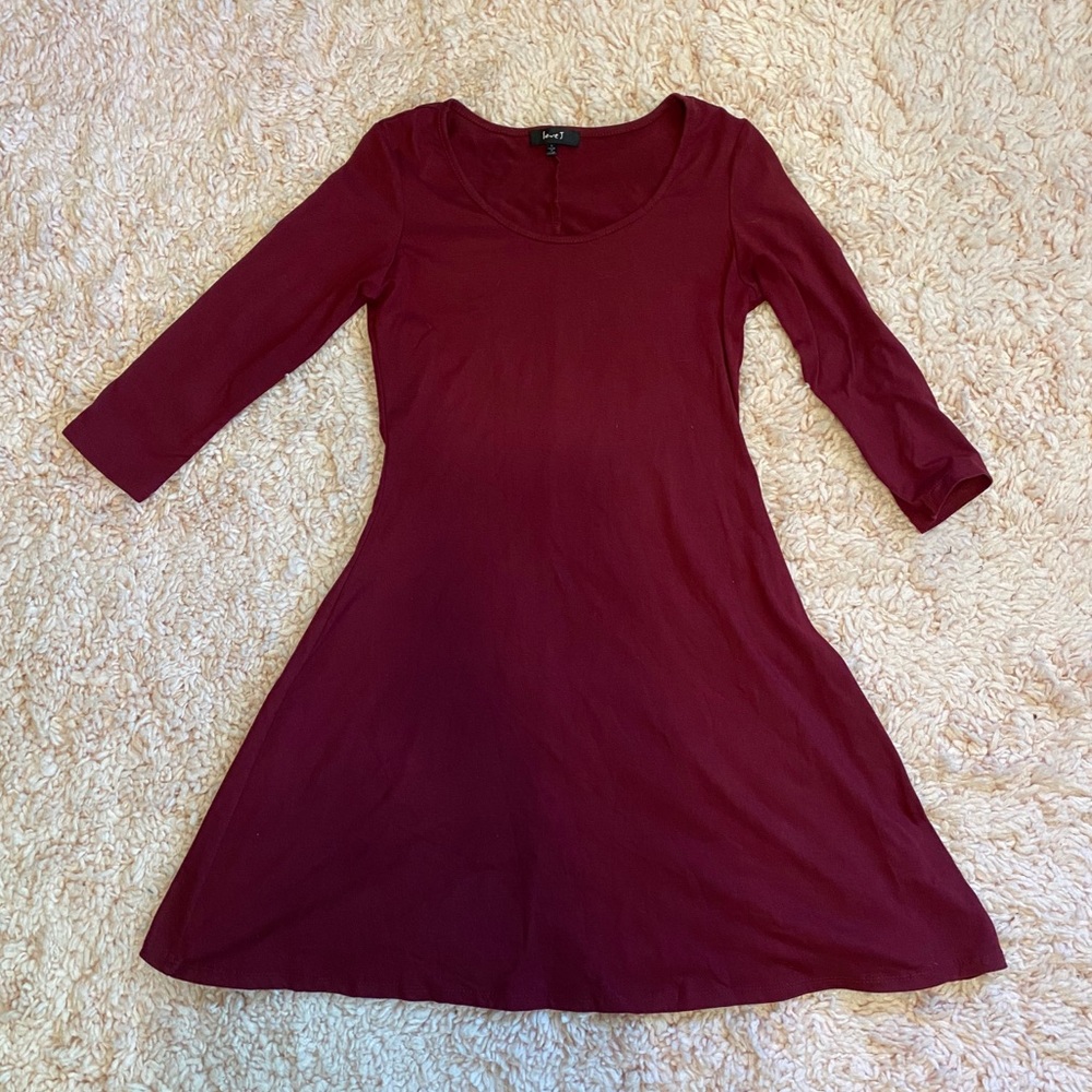 Maroon simple skater dress